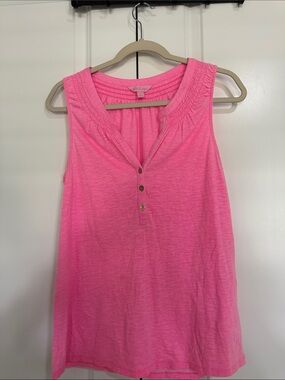 Lilly Pulitzer Bright Pink Henley Tank